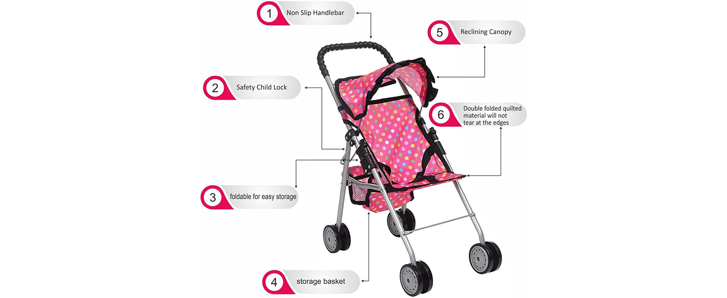 fash n kolor Doll Stroller with Basket