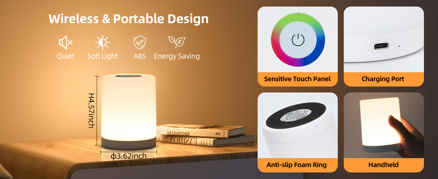 The wireless rechargeable usb night light can be fully charged within 1.5 hours