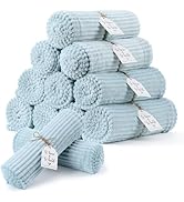 12 Pcs Flannel Throw Blanket Bulk 50 x 60 Inch with to Have to Hold Card Striped Ribbed Soft Thro...