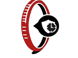 Icon illustration of a red and black watch or fitness tracker with a circular face displaying a clock symbol.