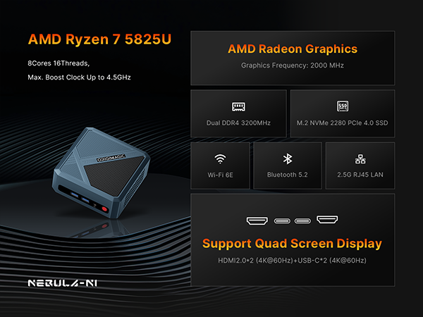 ORIGMAGIC N1 ミニPC AMD Ryzen 7 5825U Amazon.com: N1 Mini PC, AMD Ryzen 7 5825U (8C/16T, up to 4.5