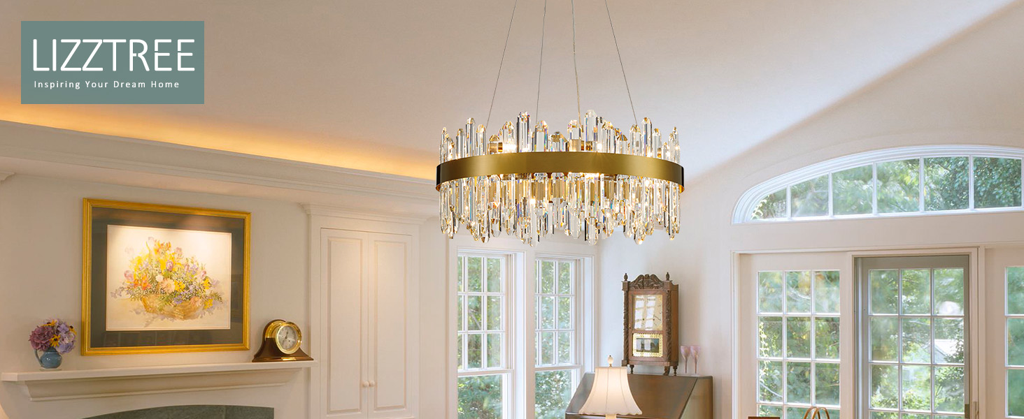 Gold Modern Oval Crystal Chandelier