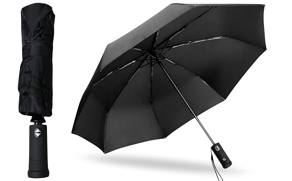 HALCON Stylish Folding Umbrella with WindResistant Canopy and Torch