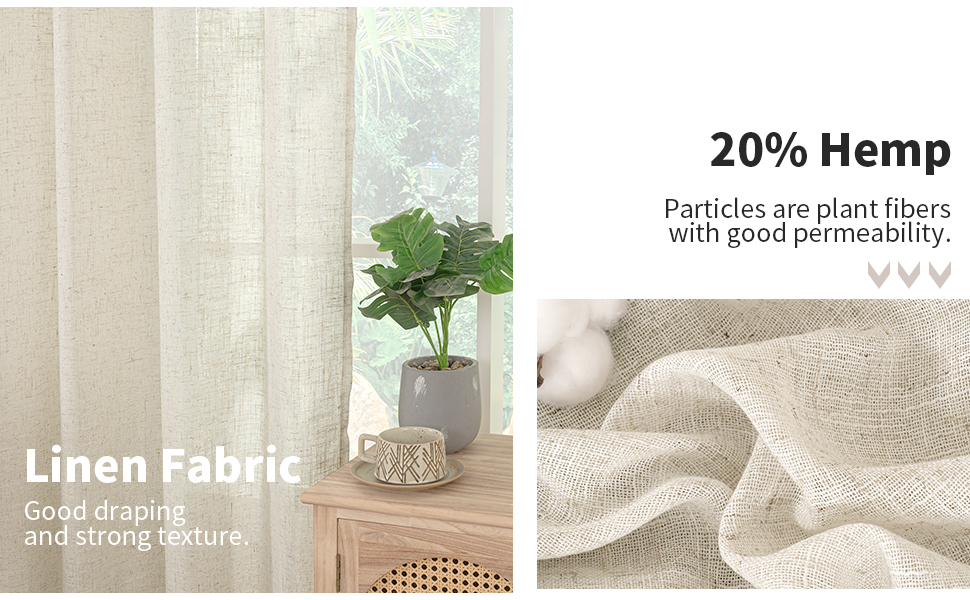 BGment Linen Curtains for Living Room Curtains 84 Inches Long, Linen