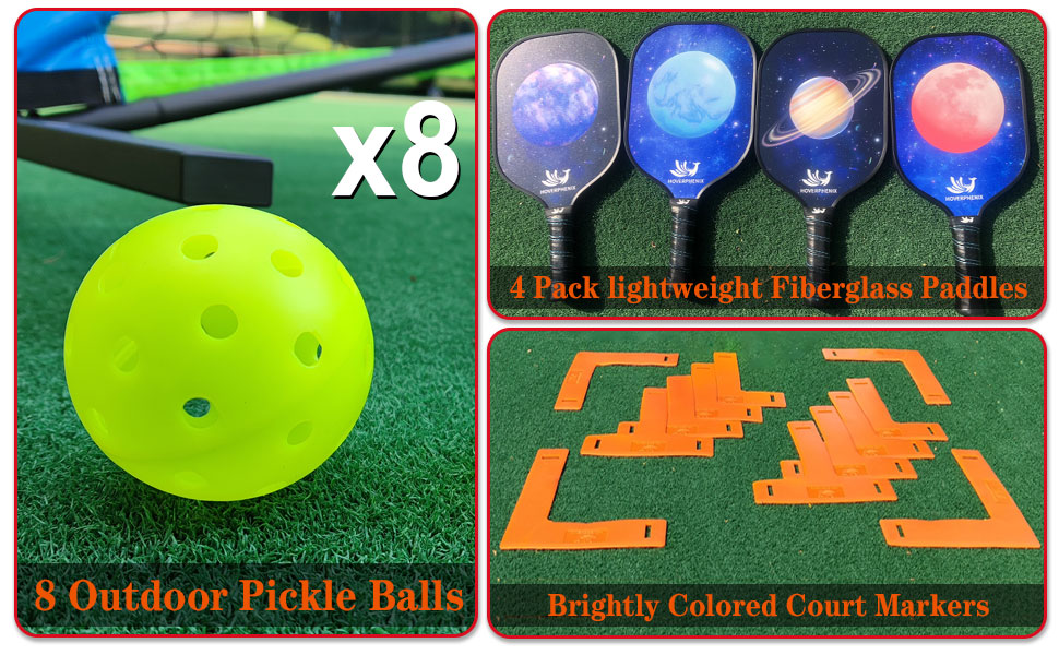 Hoverphenix Pickleball Set with Net for Driveway Portable