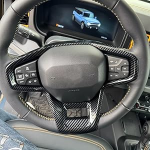 Ford Bronco 2023 2024 Wheel Steering Trim Panel Cover Trims ABS Carbon Fiber Pattern