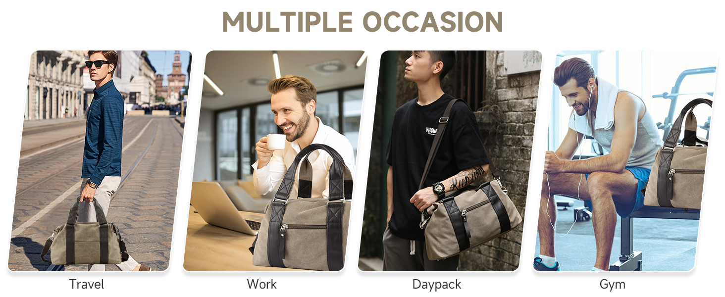 Small Canvas Duffle Bag 17" for Men Women Small Carry On