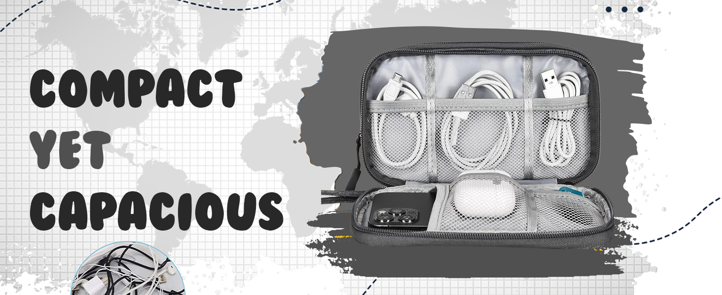 SaleOn 8.3x5 Inch Portable Storage Organizer for cables, charger, power bank & digital gadgets.