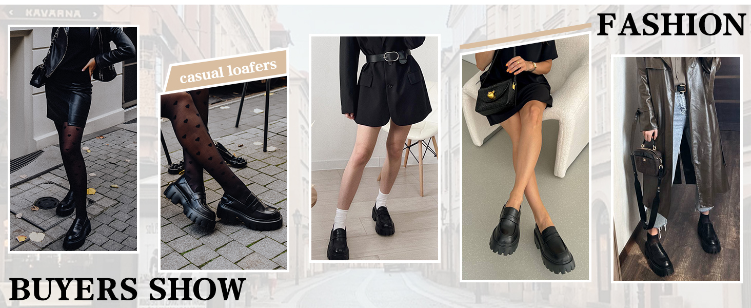 Platform Leather Loafers for Women