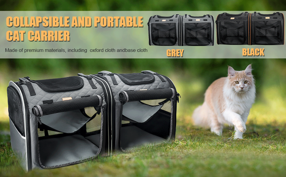 Portable 2in1 Pair Compartment Display Home Cat Carrier