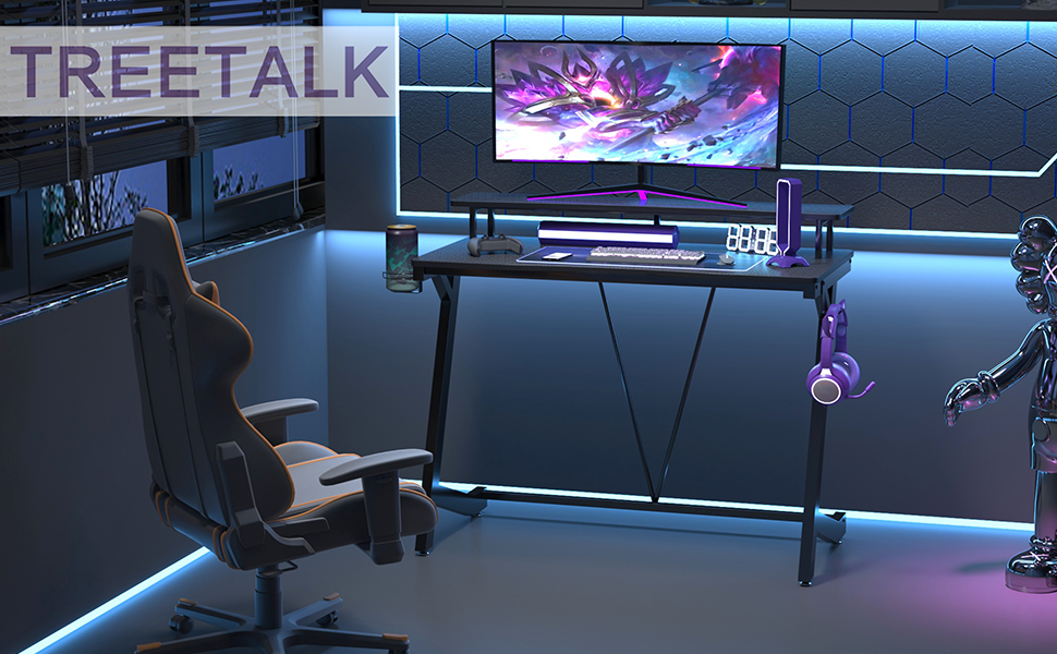 TREETALK Computer Desk, L-shaped Desk With Large Monitor Stand,Switchable PC Laptop Table Corner Desk With Fabric Drawer And Metal Frame Shelf For Office Home (Rustic Brown