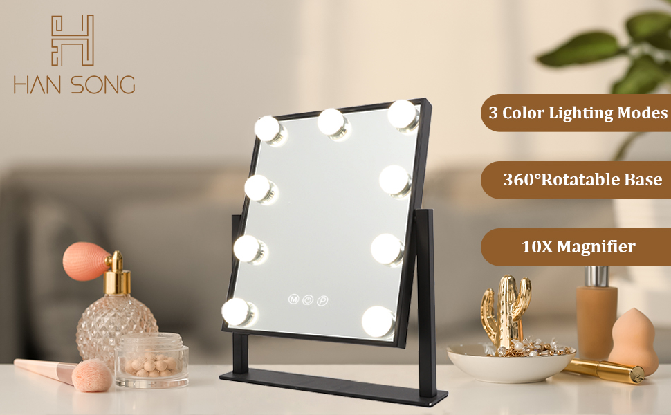 Hansong Lighted Vanity Mirror Makeup Mirror with Lights Hollywood