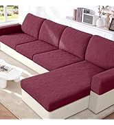 VANSOFY Couch Cushion Covers for Sectional Sofa, Stretch Jacquard Couch Seat Cushion Covers, Indi...