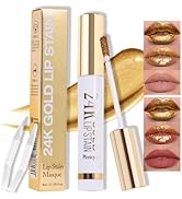 FeiCuiYun 2Pcs 24K Gold Peel Off Matte Liquid Lip Gloss Stain-Lip Liner with Tweezer, Peel Off Li...