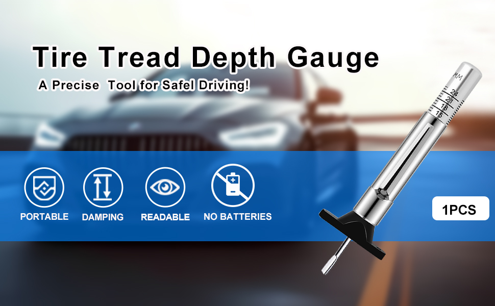 Tyre Tread Depth Gauge UK, GODESON Stainless Steel Tyre Tread Depth