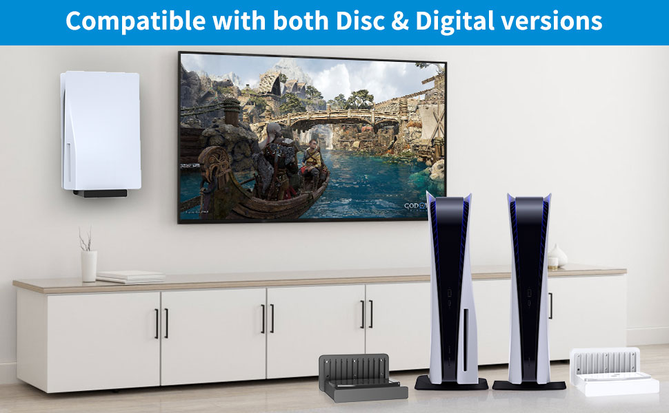 SOKUSIN Wall Mount for PS5 (Disc & Digital) Wall Mount Kit Shelf Hanger Bracket