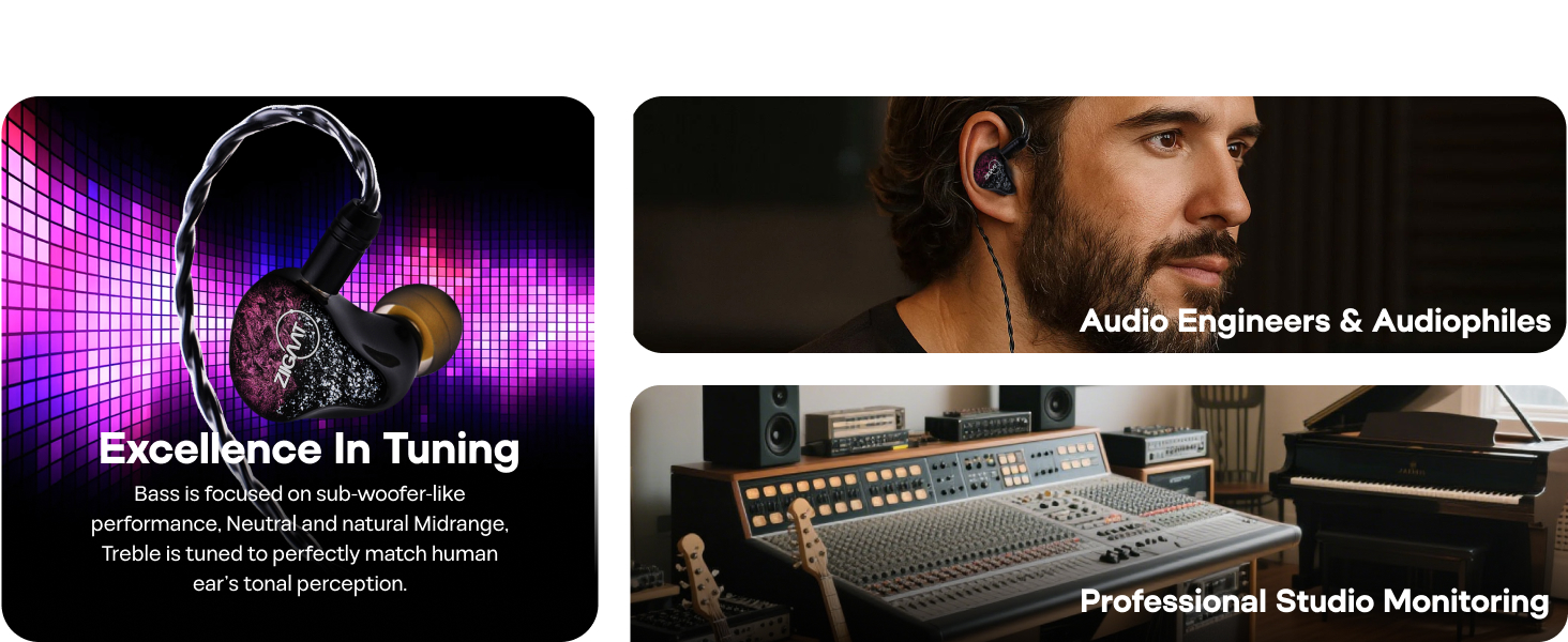 Wired Gaming Earbuds, Professional Sound Isolating Inner-ear MonitorsDetachable IEM Cable for singer