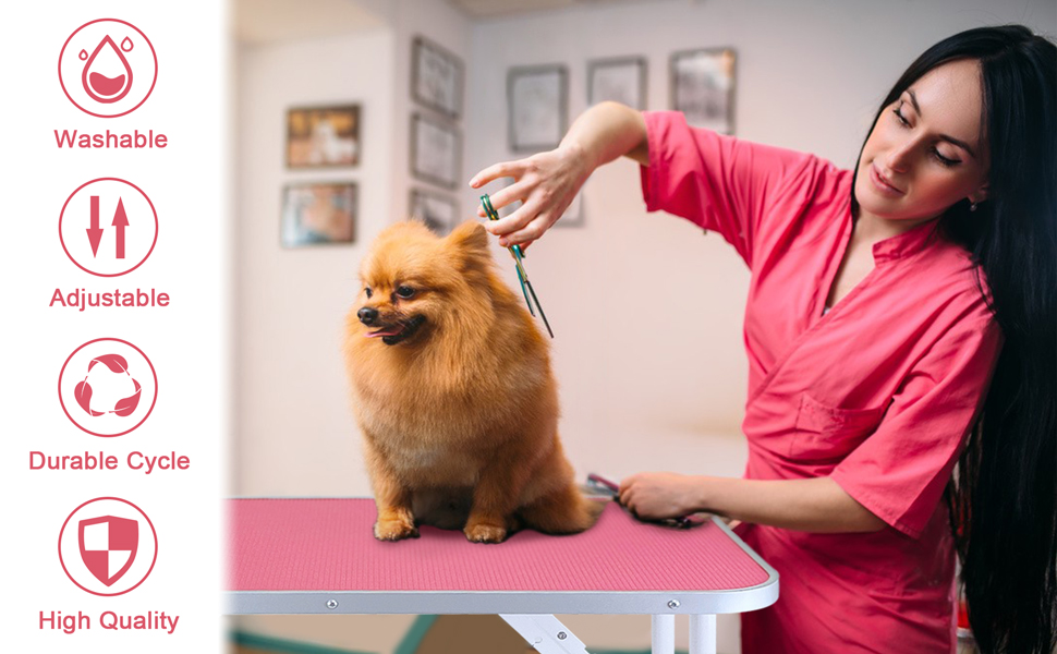 Kalolary 32inch Pet Dog Grooming Table with Adjustable Height Arm, Loop