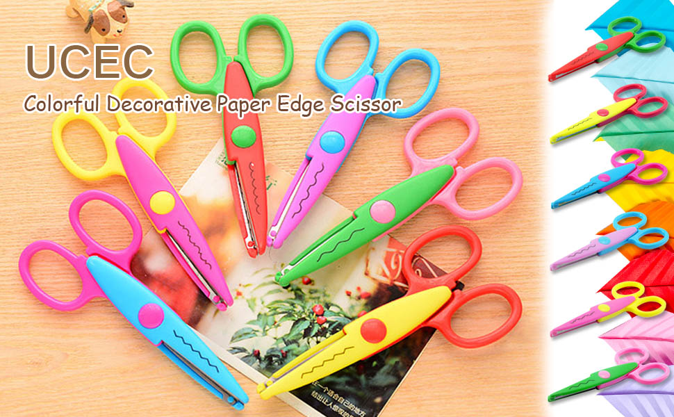 UCEC 6 Colorful Decorative Paper Edge Scissor Set, Kids Scissors