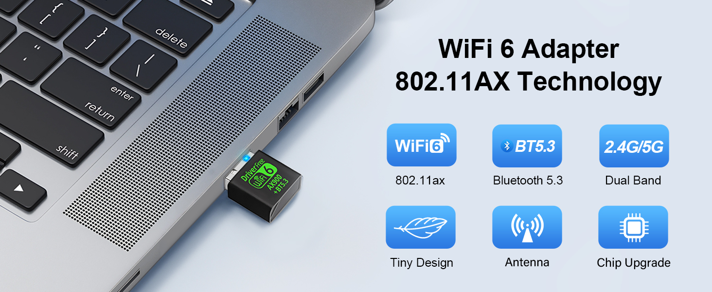 USB Wi-Fi 6 Adapter for PC Desktop