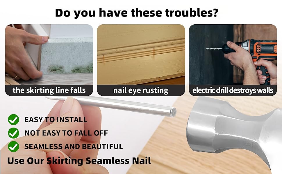 Double Head Skirting Thread Seamless Nail Double Side Nails for wood baseboards