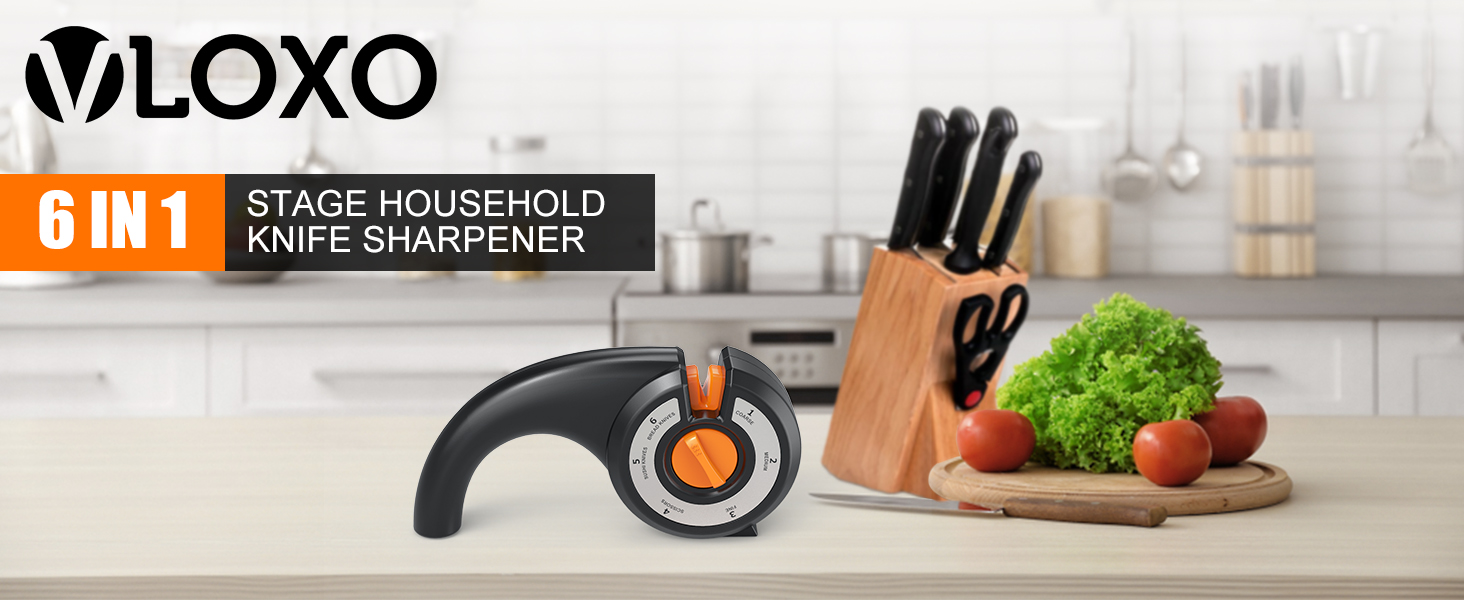 VLOXO 6Stage Knife Sharpeners, Premium Kitchen Knife Sharpener Adjustable Multi
