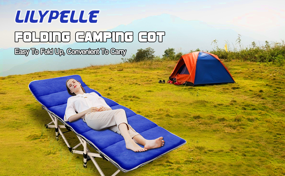 Lilypelle Folding Camping Cot, Double Layer Oxford Strong