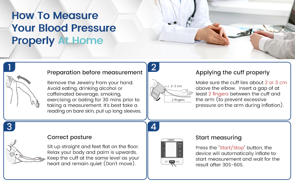 CAZON Blood Pressure Monitor Upper Arm BP Machine for Home Use BP Cuff