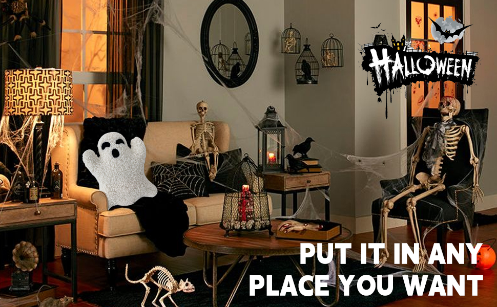 12 Inch Ghost Halloween Pillow, Decorative Spooky Throw Pillows for