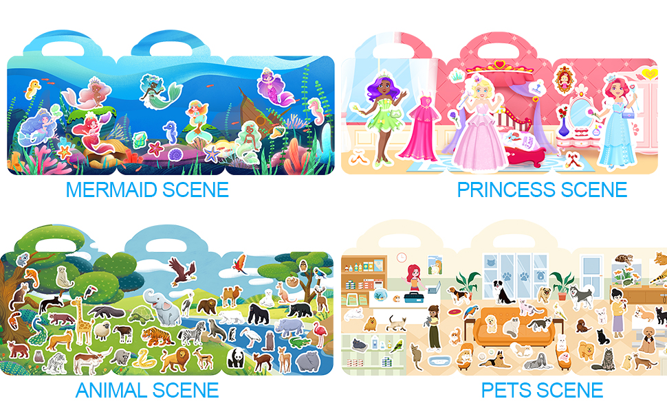 Reusable Sticker Book Farm and Ocean Theme Activity Travel