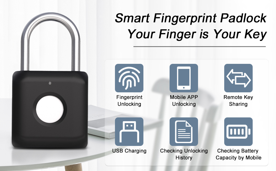 Fingerprint Padlock, Eseesmart Small Combination Padlock, Biometric