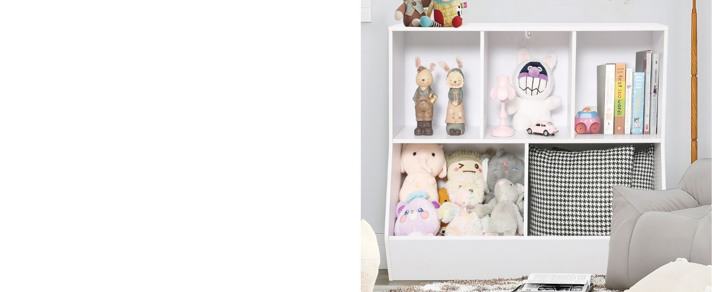 Iwell Toy Storage Organizer with Bookshelf, Kids Bookshelf