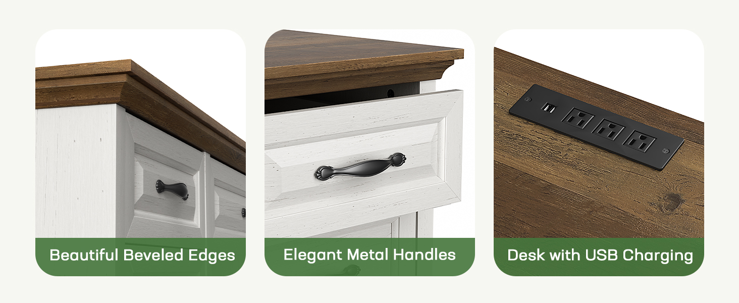 Marsail 60″ Farmhouse Home Office Desk with Storage Cabinet