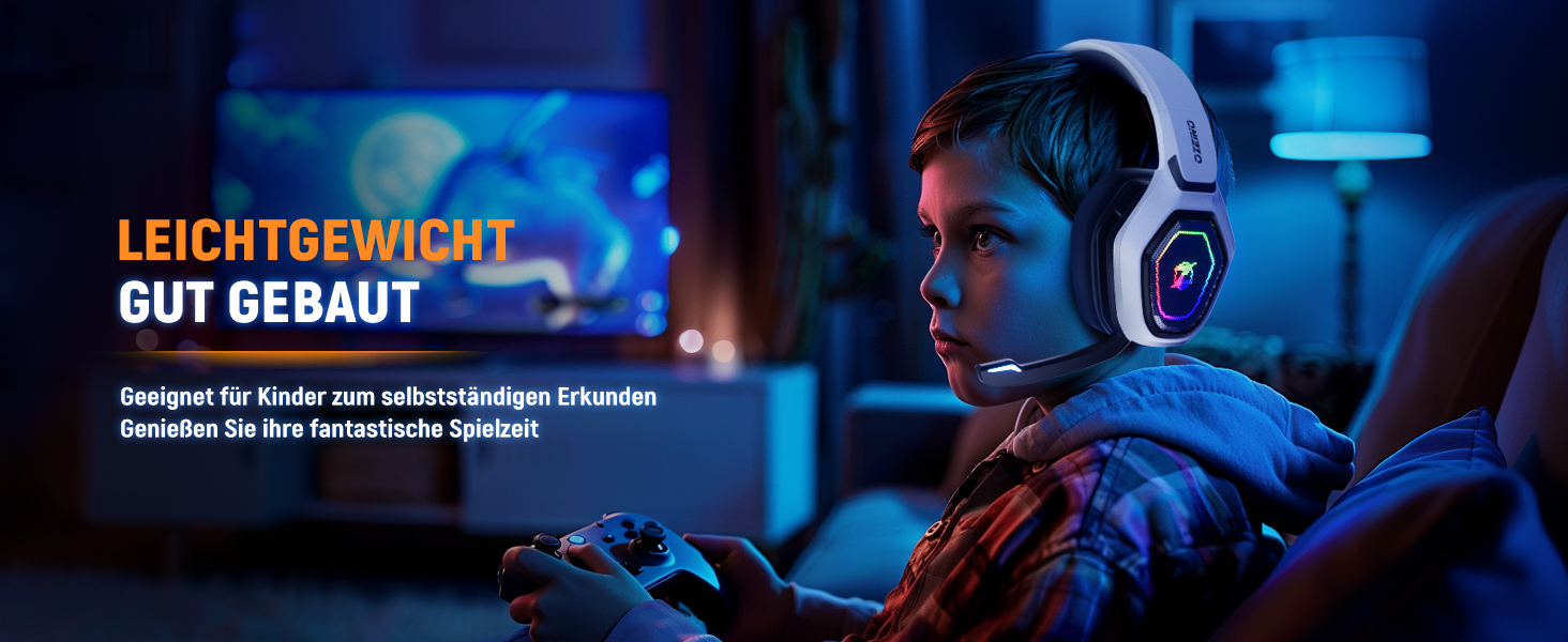 Ozeino OW810 Gaming Headset, TypeC & USB Interface 2.4GHz Wireless Headset with, Bluetooth
