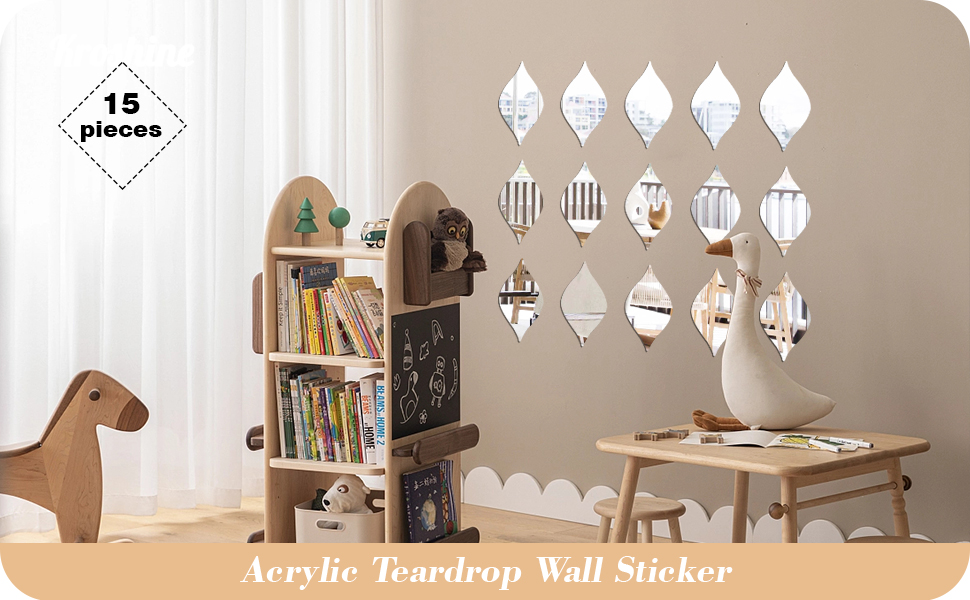 Kroshine Mirror Wall Stickers Teardrop Peel and Stick 15Pcs
