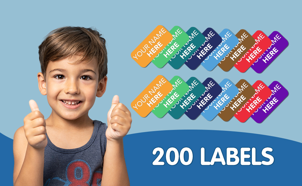 200 Personalized Name Labels (0.9" × 0.4") Custom Name