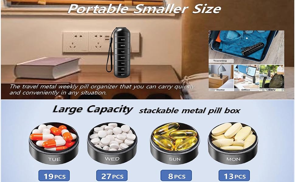 weekly travel pill organizer metal stainless steel pill travel pill organizer large travel vitamin 