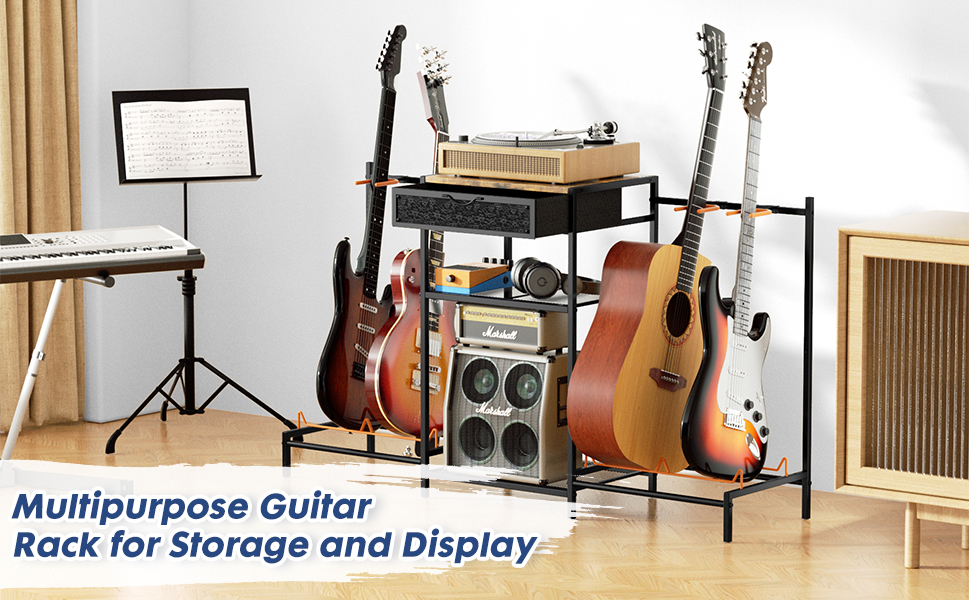 Guitar Stand Floor Adjustable Multiple Guitars, Multi Guitar Storage Rack for