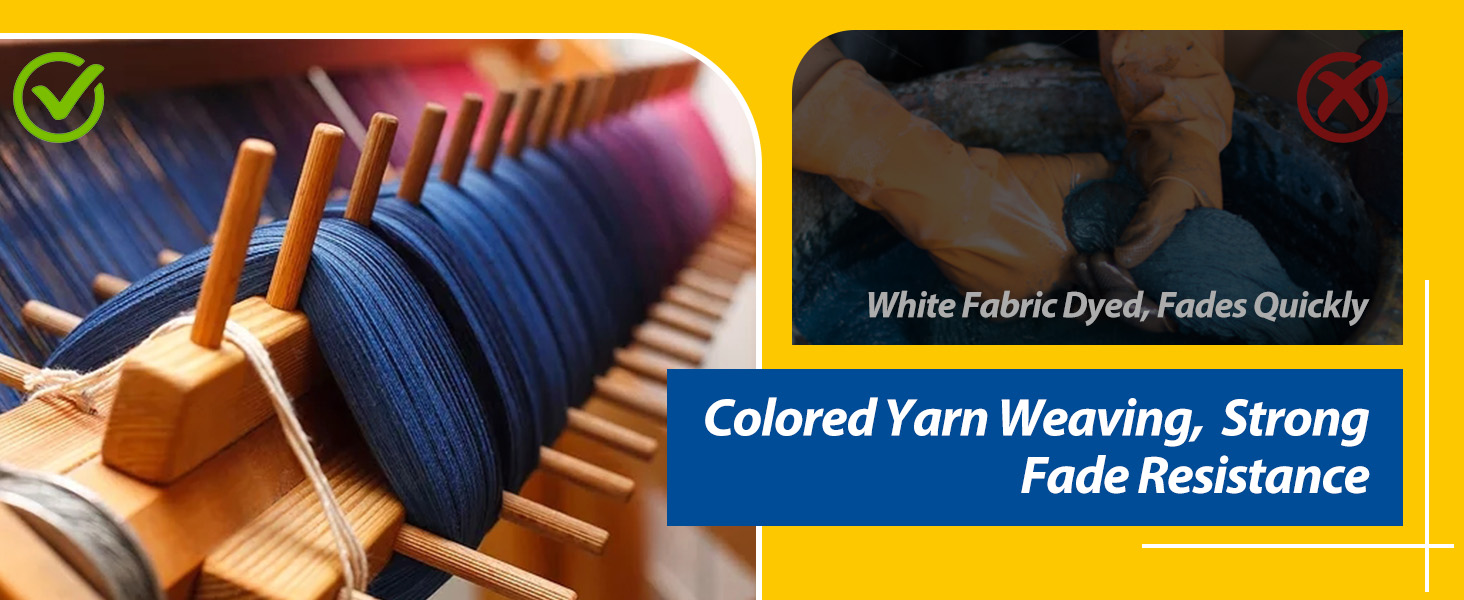 Made from colored spun yarn, providing high-quality fade resistance.