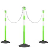 RoadHero 3 Pack Traffic Delineator Post with Weighted Rubber Base, Portable Lime Green Safety Bar...