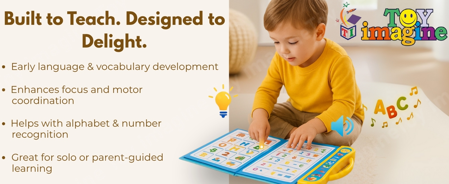 Educational talking book with touch features and music for toddlers