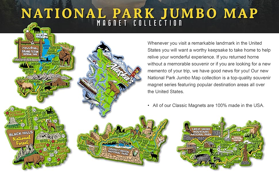 Amazon.com: Yellowstone National Park Map Magnet by Classic