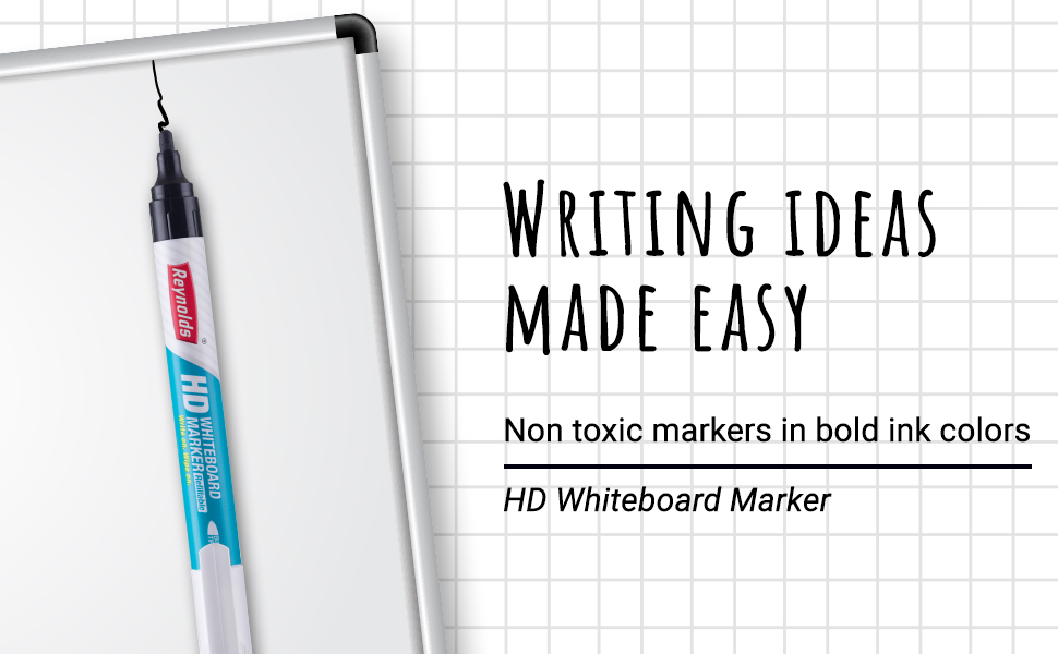 Reynolds Chisel Point Whiteboard Marker For Office and Home Use I Leak Proof Marker Pens with