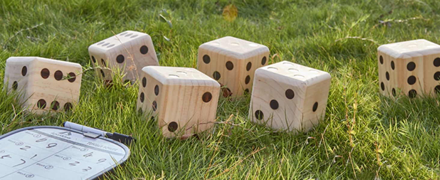 ApudArmis Giant Wooden Yard Dice Game, 3.5'' Big Dice Lawn
