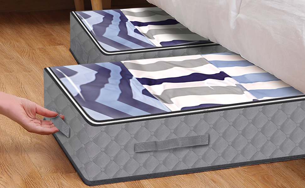 FYY Under Bed Storage, 2 Pack Fabric Underbed Storage Containers with