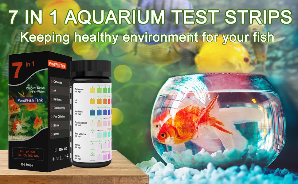 Joyzakzak Aquarium Test Strips 7 in 1, Fast & Accurate