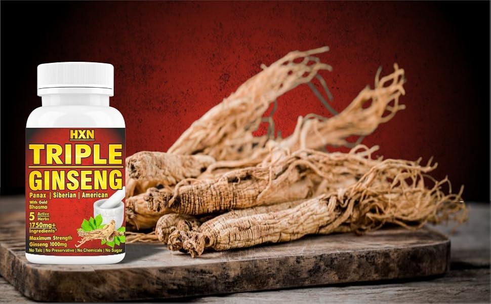 HXN Ginseng Tablets For Men, Triple Strength With Panax Korean Red