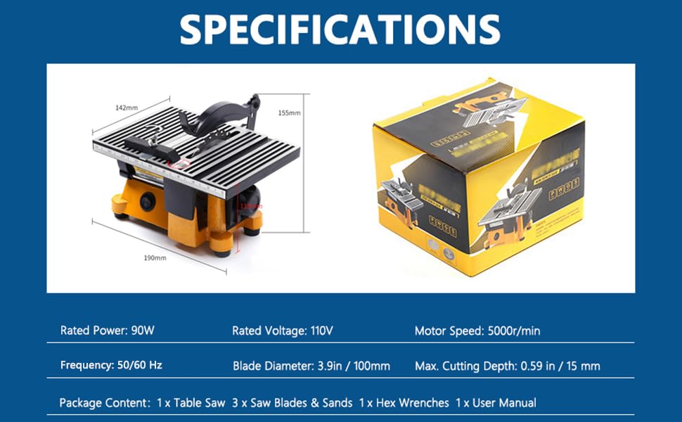 4" Table Saw, Mini Portable Table Saw, Mini Desktop Saw, Electric