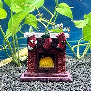 Aquarium Christmas decoration, fish tank Christmas fireplace decoration