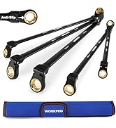 WORKPRO Extra Long Flex-Head Ratcheting Wrench Set, 5-piece Anti-Slip Double Box End Wrench Set, ...